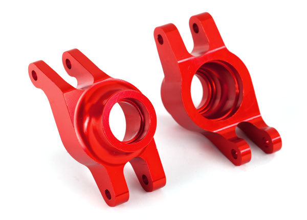 Carriers, stub axle (red-anodized 6061-T6 aluminum) (rear) (2) (TRX-8952R)