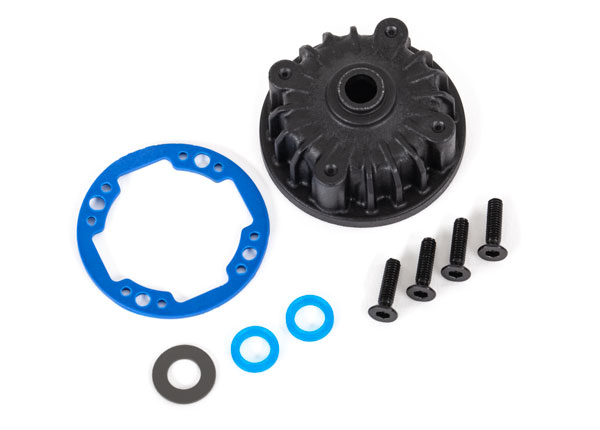 Housing, center differential/ x-ring gaskets (2)/ 5x10x0.5 PTFE-coated washer (1)/ 2.5x8 CCS (4) (TRX-9081)