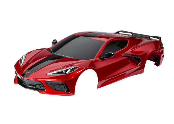 Body, Chevrolet Corvette Stingray, complete (red) (painted, decals applied) (includes side mirrors, spoiler, grilles, vents, & clipless mounting)