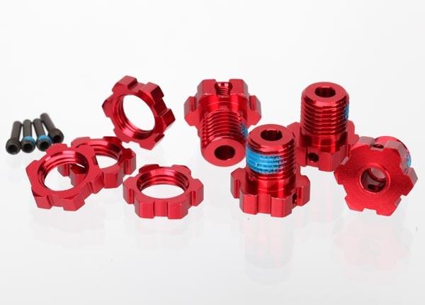 Traxxas - Wheel Hubs, splined, 17mm (red-anodized)(4)/wheel nuts, spli, TRX-5353R (TRX-5353R) afbeelding