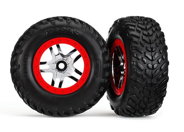 Traxxas - Tires & wheels, glued on SCT chrome split sp wheels TSM, TRX-6891 (TRX-6891)