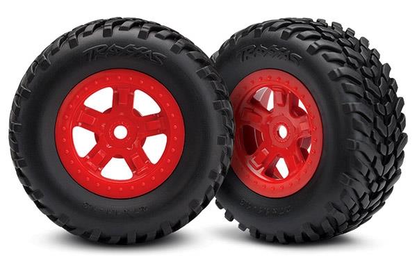 Traxxas - Tires and wheels, ass, glued (SCT Red wheels, SCT off-road (TRX-7674R) afbeelding