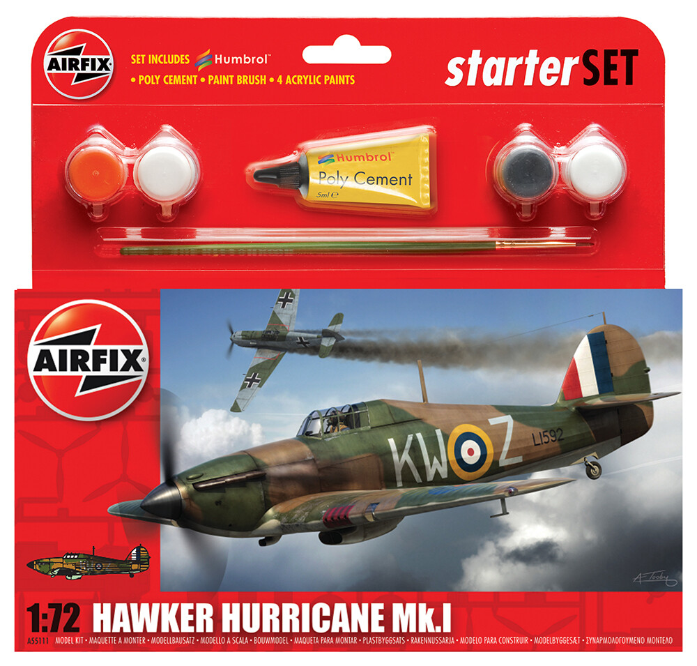 1:72 Airfix 55111A Hawker Hurricane Mk1 - Small Starter Set Plastic kit