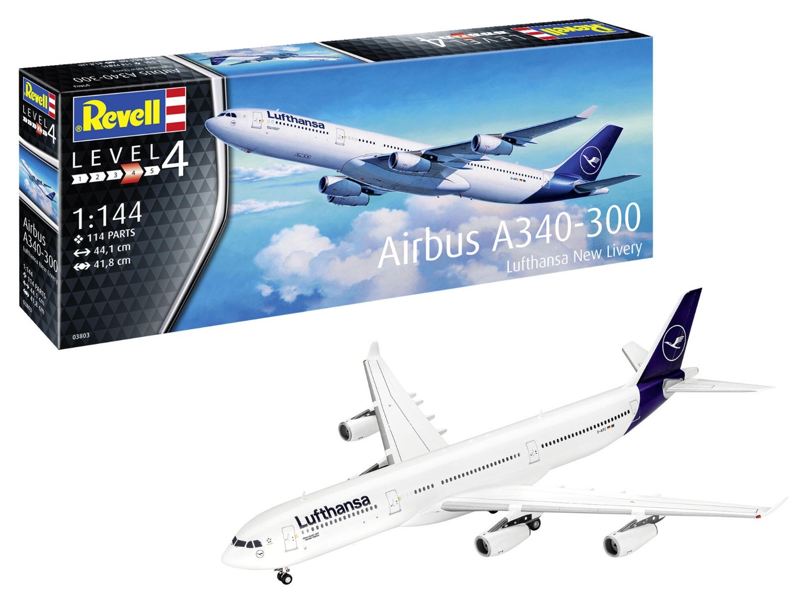 1:144 Revell 03803 Airbus A340-300 "Lufthansa" New Livery - Vliegtuig Plastic Modelbouwpakket