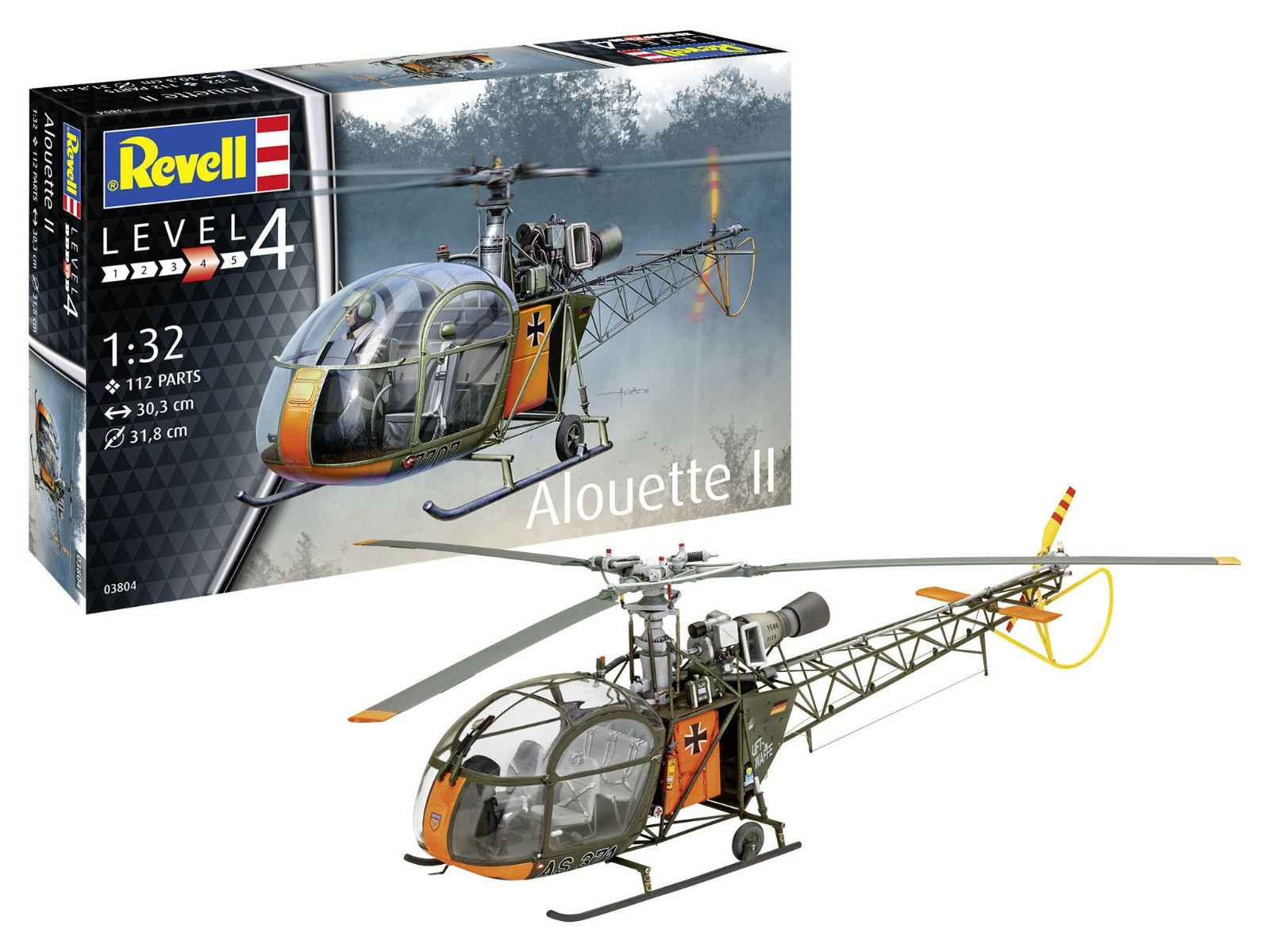 1:32 Revell 03804 Aerospatiale Alouette II Helikopter Plastic Modelbouwpakket