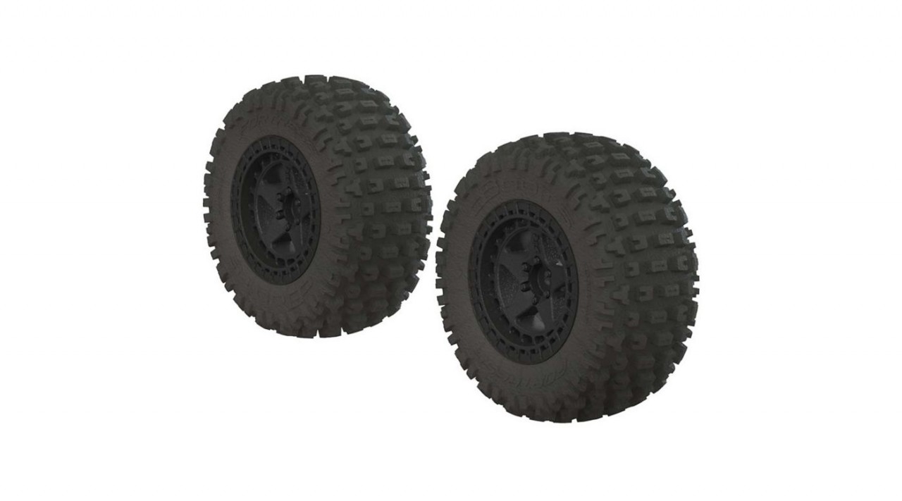 Fortress SC Tire Set Glued Black (2) (AR550042)