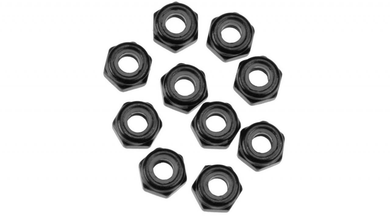 Nylon Locking Hex Nut M3 Black (10) (AXIC1053)