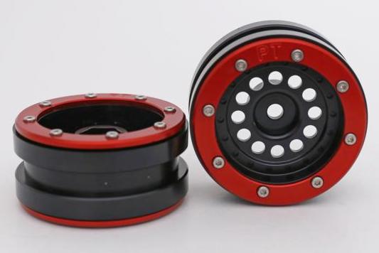 Metsafil Beadlock Wheels PT-Bullet Zwart / Rood 1.9 (2st)