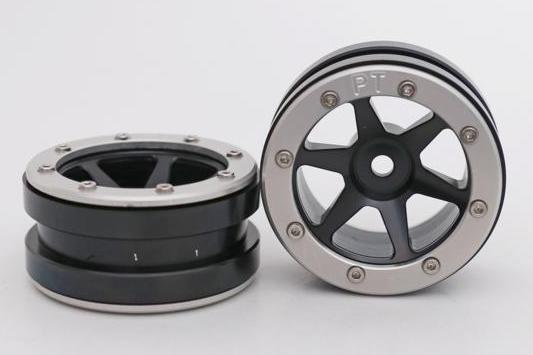 Metsafil Beadlock Wheels PT-Slingshot Zwart / Zilver 1.9 (2st)
