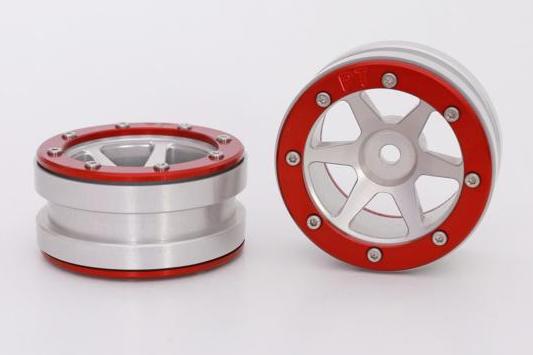 Metsafil Beadlock Wheels PT-Slingshot Zilver / Rood 1.9 (2st)