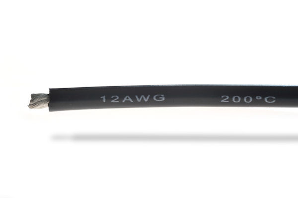 Silicone kabel 12AWG, Zwart, 1 meter