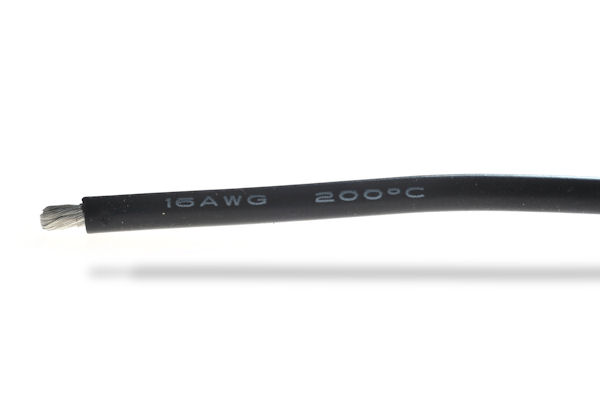 Silicone kabel 16AWG, Zwart, 1 meter