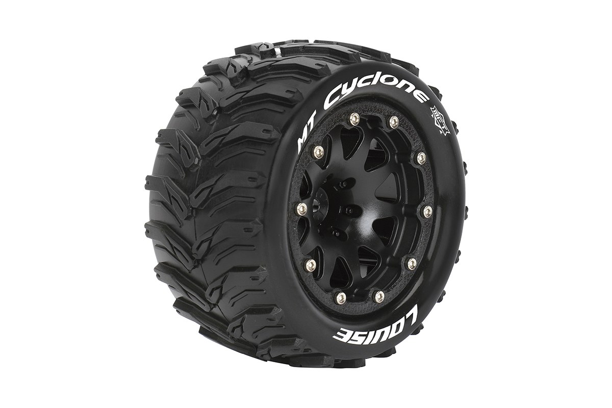 Louise MT-Cyclone - MFT 1/10 banden op 2.8" bead-lock velgen zwart - 0 Offset - Hex 12mm afbeelding