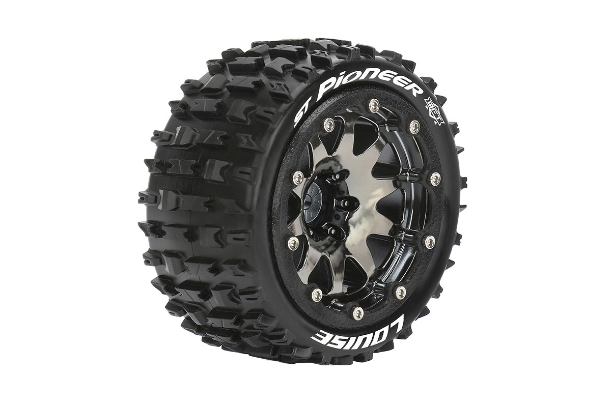 Louise ST-PIONEER - MFT 1/10 banden op 2.8" bead-lock velgen Black/Chrome - 1/2 Offset - Hex 12mm afbeelding