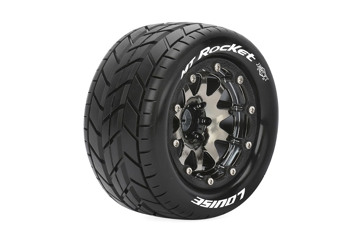 Louise MT-Rocket - MFT 1/10 banden op 2.8" bead-lock velgen black/chrome - 0 Offset - Hex 12mm afbeelding