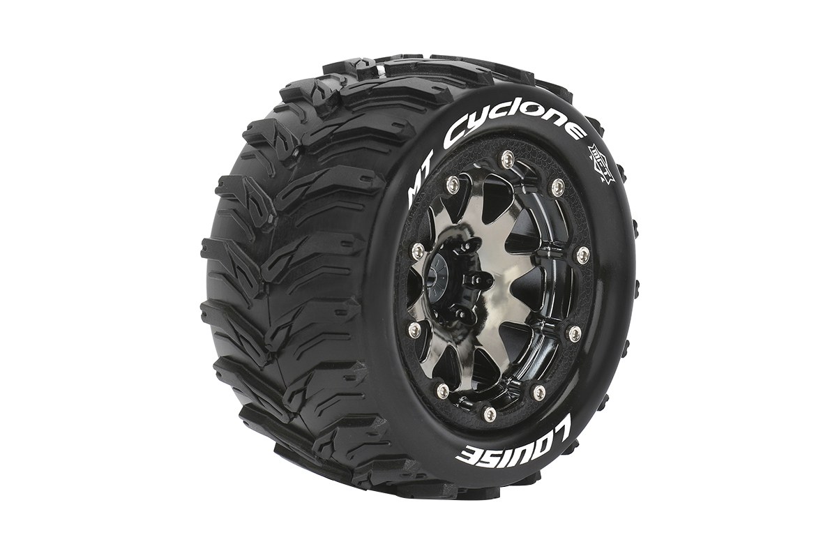 Louise MT-Cyclone - MFT 1/10 banden op 2.8" bead-lock velgen black/chrome - 1/2 Offset - Hex 12mm afbeelding