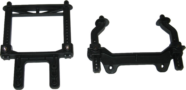 Body mounts, front & rear/ body mount posts, front & rear (adjustable)/ 2.5x18mm screw pins (4) afbeelding