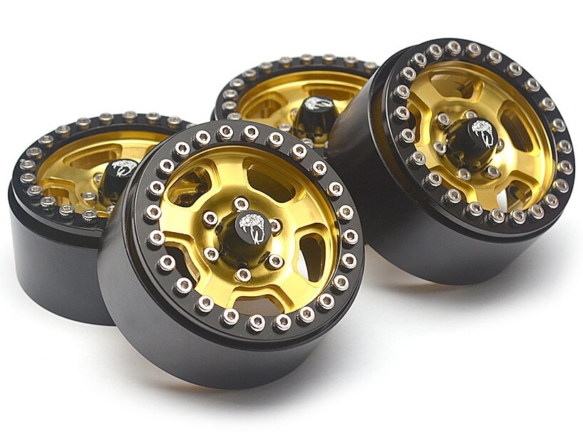 Boom Racing Golem KRAIT 1.9 Gold, Aluminum Beadlock Wheels w/ 8mm Wideners (4)