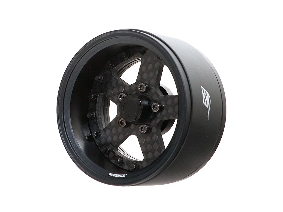 Boom Racing Probuild 1.9'' Beadlock Aluminium Wheels - Matt black / Carbon Fiber (2)
