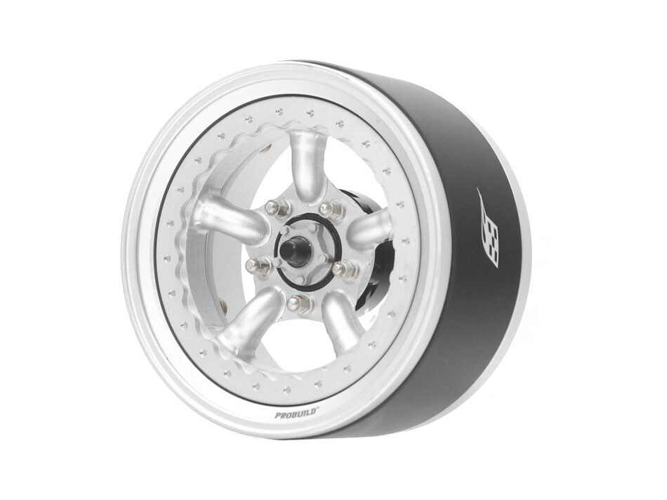Boom Racing Probuild 1.9'' Beadlock Aluminium Wheels - Flat Silver (2)