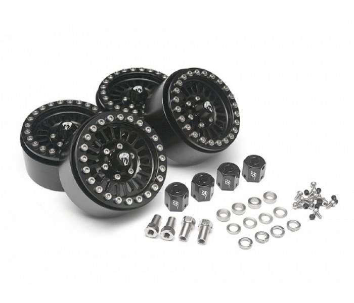 Boom Racing Venomous KRAIT 1.9 Black, Aluminum Beadlock Wheels w/ 8mm Wideners (4)