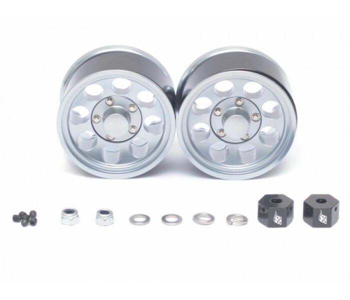 Boom Racing Terra 1.55 Classic 8-Hole Aluminium Beadlock Wheels w/3mm Wideners (2), Gun Metal