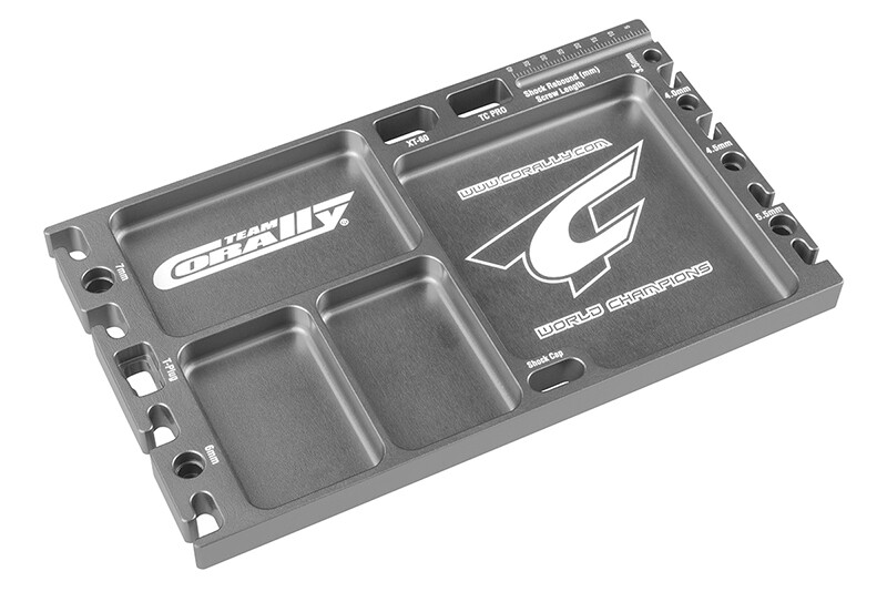 Team Corally Multi-purpose Ultra Tray - CNC Machined aluminium - Titanium Color afbeelding