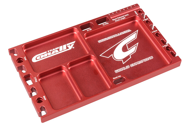 Team Corally Multi-purpose Ultra Tray - CNC Machined aluminium - Red Color afbeelding