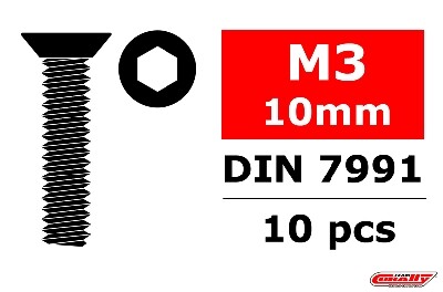 Team Corally - Staal schroeven M3 x 10mm - Verzonkenkop binnenzeskant - 10 st afbeelding
