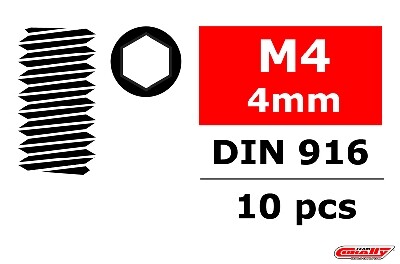 Team Corally - Stelschroeven M4 x 4mm - Staal - Binnenzeskant - 10st afbeelding