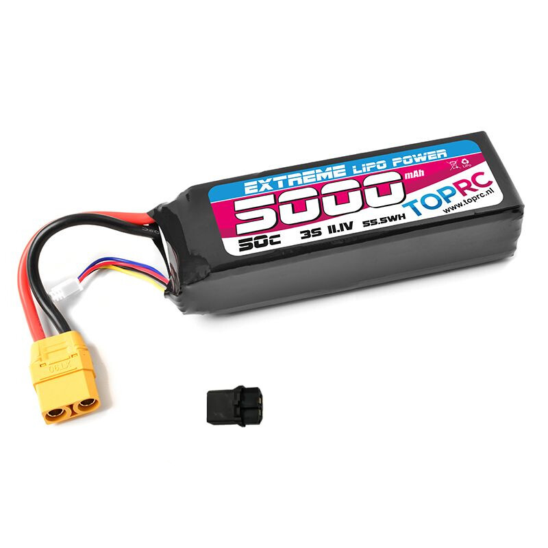 TRC Lipo 50c 3S 11,1 volt 5000mah met XT90 stekker & Verloopstekker geschikt voor Traxxas afbeelding