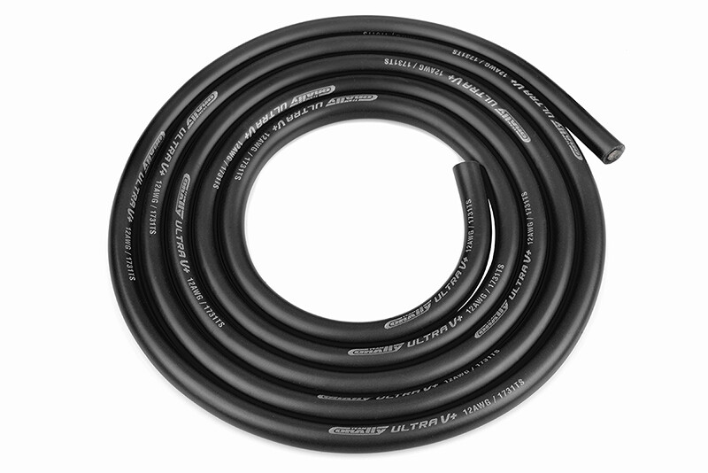 Team Corally Ultra V+ silicone kabel 12AWG, Zwart, 1 meter