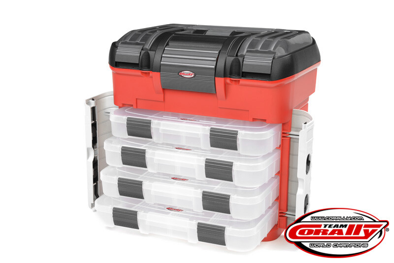 Team Corally Pit Case met 4 laden - met pre-cut foam