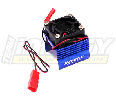 Integy - Super Brushless Motor Heatsink + Cooling fan, Blue - Traxxas 1/16