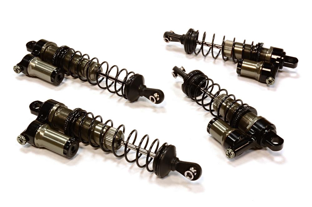 Machined XSR9 Piggyback Shock Set (4), Grey -Traxxas Rustler 4X4/Stampede 4x4