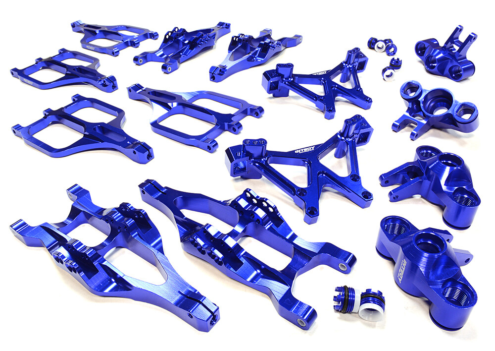 Integy Billet Machined Suspension Set, Blue - Traxxas E-Maxx