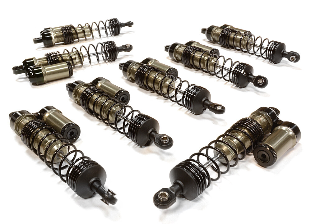 Integy Billet Machined Piggyback schokdempers (8) voor de Traxxas E-Maxx - Grijs