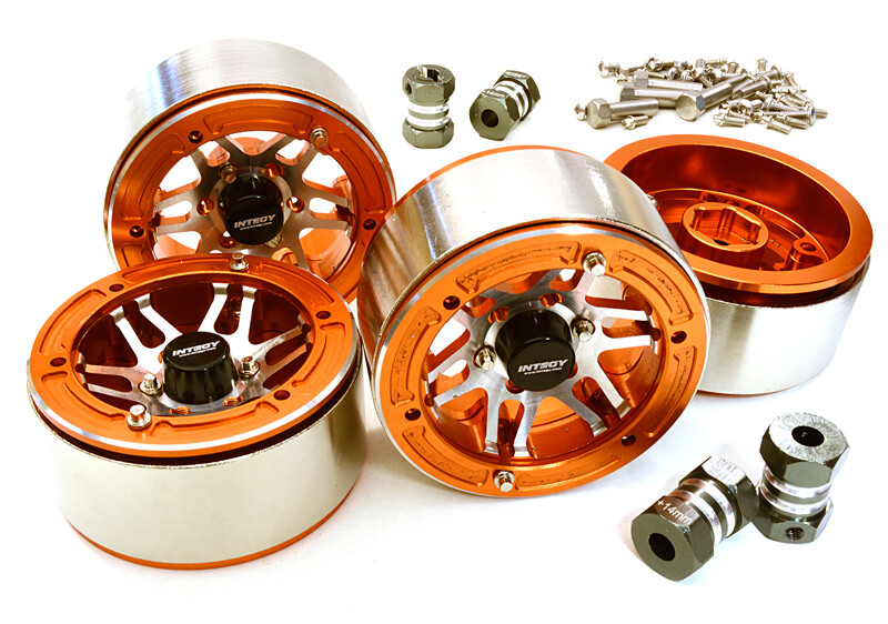 Machined High Mass 1.9 Wheel (4) w/14mm Offset Hubs (4pcs) - Oranje/Zilver afbeelding