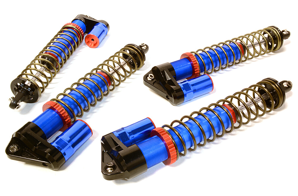 Integy Billet Machined Piggyback Shock Set (4), Blue - Traxxas X-Maxx afbeelding