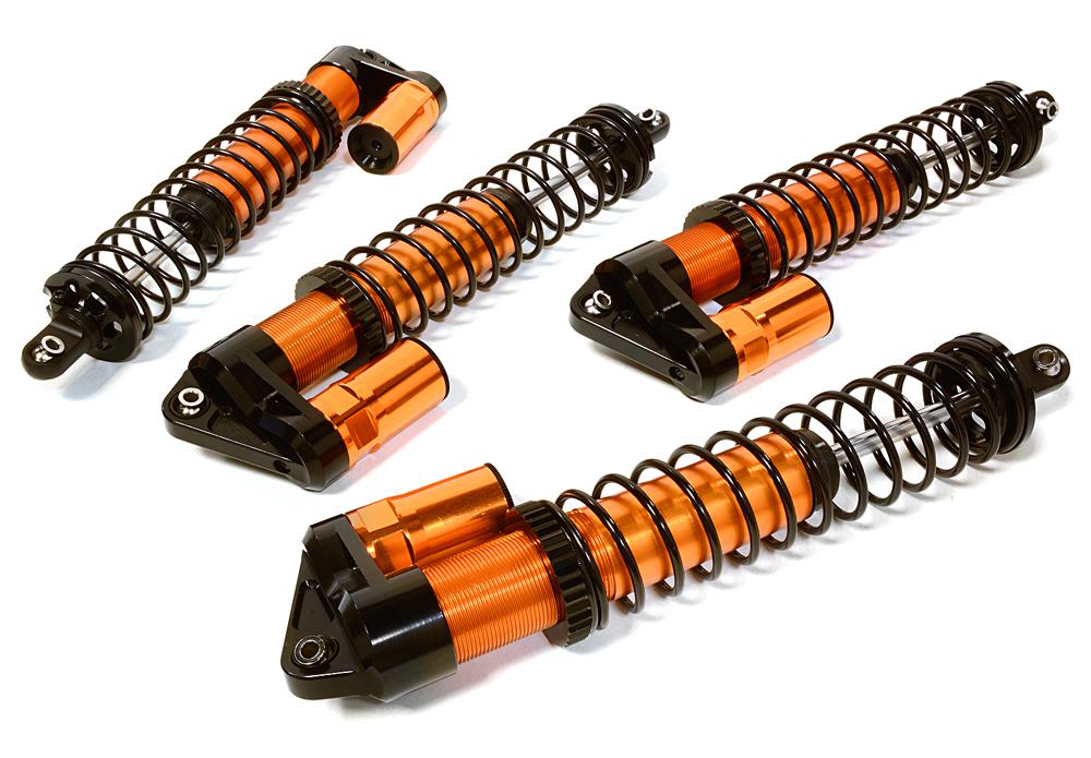 Integy Billet Machined Piggyback Shock Set (4), Orange - Traxxas X-Maxx