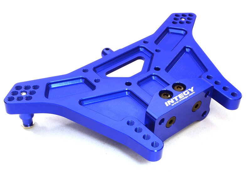 Integy Billet Machined Rear Shock Tower, Blue - Traxxas Rustler/Slash 2WD/Stampede 2WD afbeelding