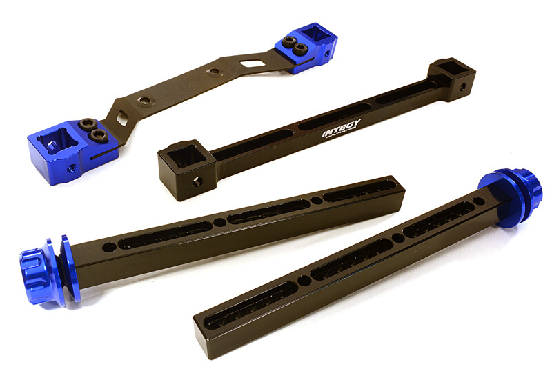 Integy Adjustable Rear Body Mount & Post Set, Blue - Traxxas Slash 4x4 afbeelding