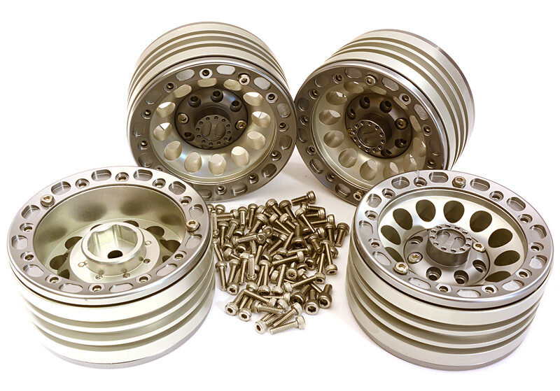 Billet Machined 1.9 Alloy Wheels, Silver/Gun - Traxxas TRX-4