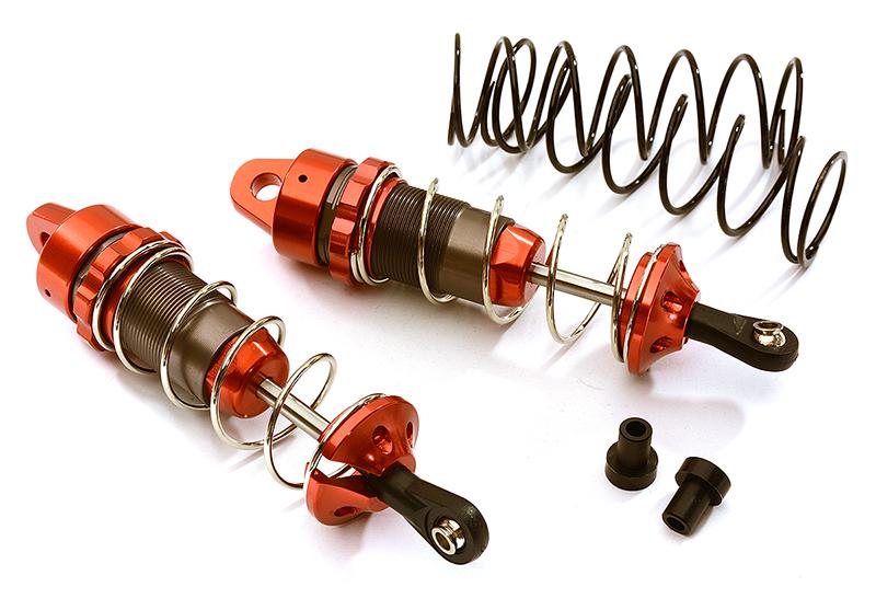 Integy Billet Machined 90mm big bore schokdempers - Voor - Rood - Stampede - Rustler - Slash