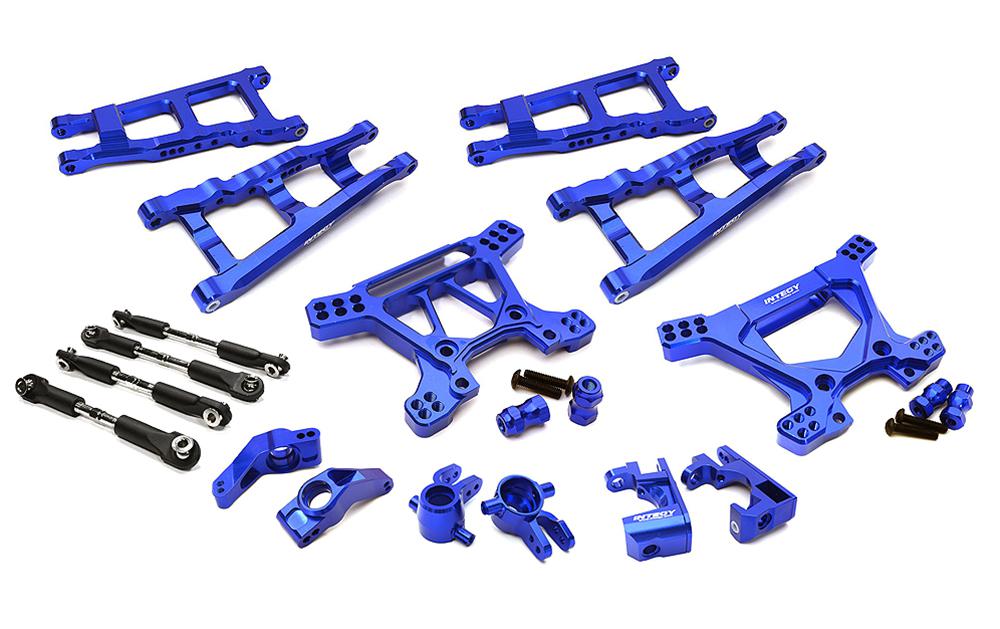 Integy Billet Machined Alloy Suspension Kit, Blue - Traxxas Rustler 4X4 afbeelding