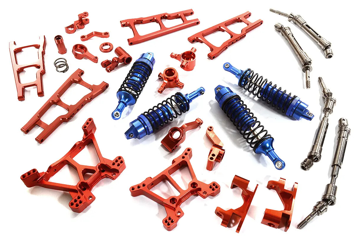 Integy Alloy Conversion Hop-Up Kit for Traxxas 1/10 Slash 4x4 - Rood afbeelding