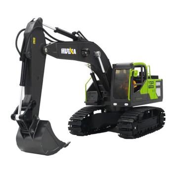 Huina 1/18 Graafmachine 2.4Ghz 13ch met gegoten graafbak - Groen/Zwart afbeelding