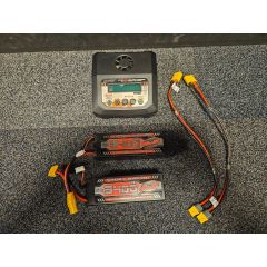 Tweedehands RC Plus Duo Power 100 lader & 2x Team Corally 5400mah 14.8v XT90 accu's