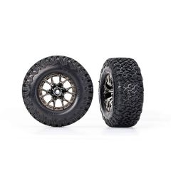 Traxxas - Tires & wheels, assembled, glued (Ford Raptor R black chrome wheels, BFGoodrich All-Terrain T/A KO2 tires, foam inserts) (2) (2WD front) (TRX-10186-BLKCR)