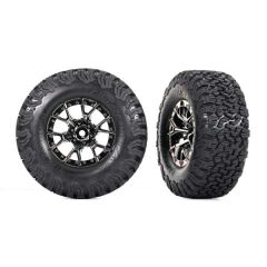 Traxxas - Tires & wheels, assembled, glued (Ford Raptor R black chrome wheels, BFGoodrich All-Terrain  T/A KO2 tires, foam inserts) (2) (4WD front/rear, 2WD rear) (TRX-10187-BLKCR)